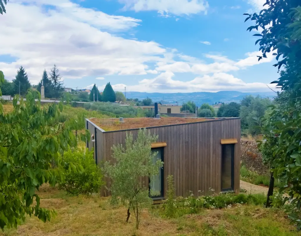 Cobertura vegetal da casa de madeira na Régua